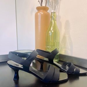 Stuart Weitzman Black Strappy Elastic Sandals